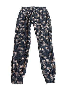Punjammies x Sudara Black Tropical Leaf Print Pants Lounge Casual Stretch Small